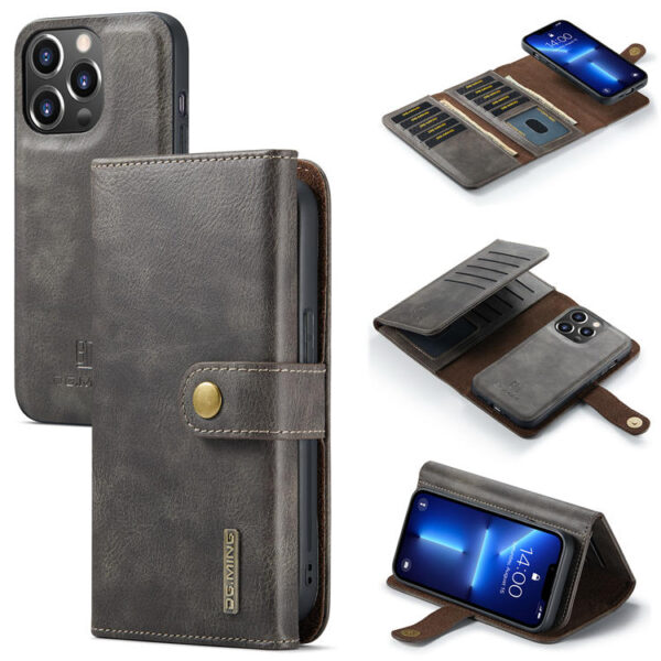 DG.MING Wallet Split Leather Case For iPhone