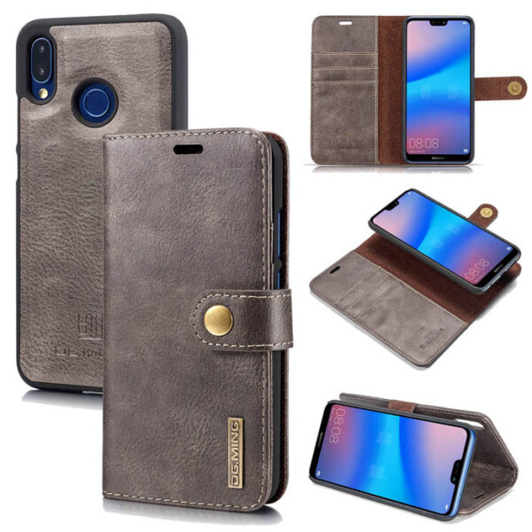 DG.MING Huawei P20 Lite/Nova 3e Wallet Magnetic Case Gray