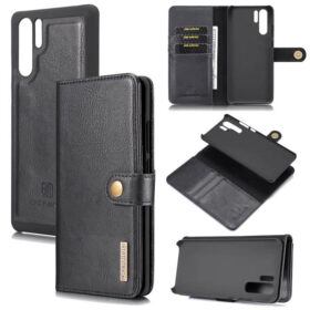 DG.MING Huawei P30 Pro Wallet Magnetic Split Leather Case Black