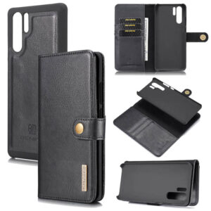 DG.MING Huawei P30 Pro Wallet Magnetic Split Leather Case Black
