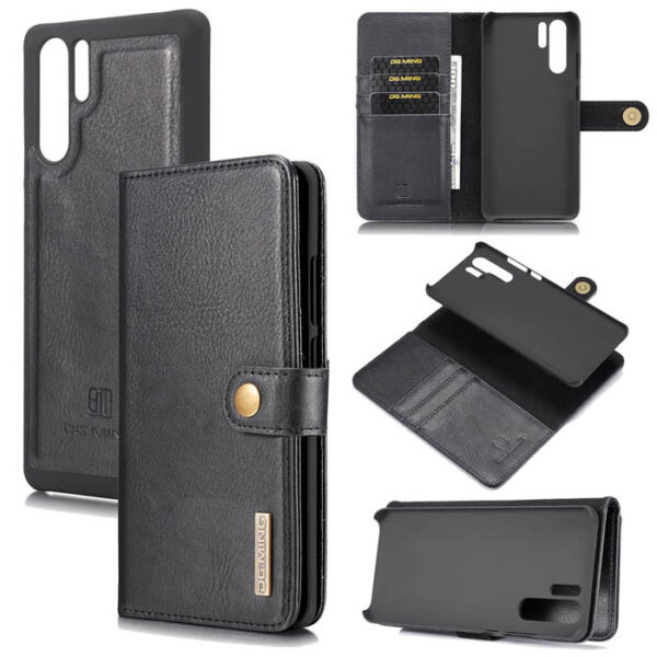 DG.MING Huawei P30 Pro Wallet Magnetic Split Leather Case Black