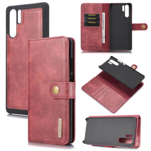 DG.MING Huawei P30 Pro Wallet Magnetic Split Leather Case Red