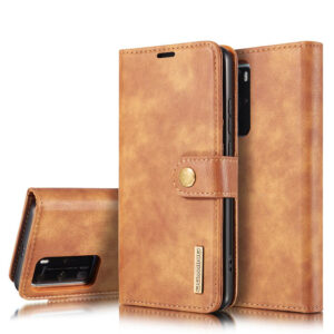 DG.MING Huawei P40 Pro Wallet Magnetic Split Leather Case Brown