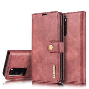 DG.MING Huawei P40 Pro Wallet Magnetic Split Leather Case Red