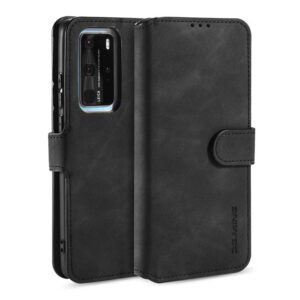 DG.MING Huawei P40 Pro Wallet Stand PU Leather Case Black
