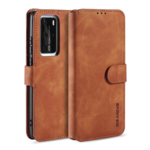 DG.MING Huawei P40 Pro Wallet Stand PU Leather Case Brown
