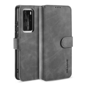 DG.MING Huawei P40 Pro Wallet Stand PU Leather Case Gray