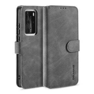 DG.MING Huawei P40 Pro Wallet Stand PU Leather Case Gray