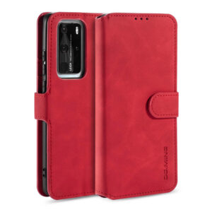 DG.MING Huawei P40 Pro Wallet Stand PU Leather Case Red