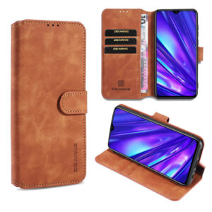 DG.MING OPPO Realme 5 Pro Wallet Stand PU Leather Case Brown