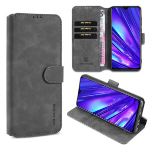 DG.MING OPPO Realme 5 Pro Wallet Stand PU Leather Case Gray