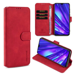DG.MING OPPO Realme 5 Pro Wallet Stand PU Leather Case Red