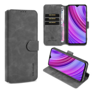DG.MING OPPO Realme 6 Pro Wallet Stand PU Leather Case Gray
