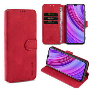 DG.MING OPPO Realme 6 Pro Wallet Stand PU Leather Case Red