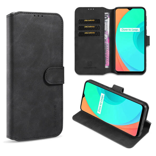 DG.MING OPPO Realme C11 Wallet Stand Case Black