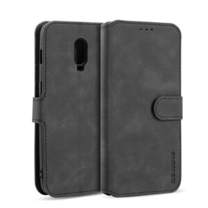 DG.MING OnePlus 6T Retro Wallet Stand PU Leather Case Black