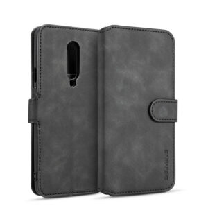 DG.MING OnePlus 7 Pro Retro Wallet Stand PU Leather Case Black