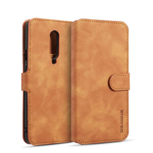 DG.MING OnePlus 7 Pro Retro Wallet Stand PU Leather Case Brown
