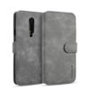 DG.MING OnePlus 7 Pro Retro Wallet Stand PU Leather Case Gray