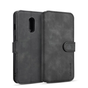 DG.MING OnePlus 7 Retro Wallet Stand PU Leather Case Black