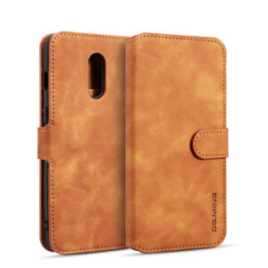 DG.MING OnePlus 7 Retro Wallet Stand PU Leather Case Brown
