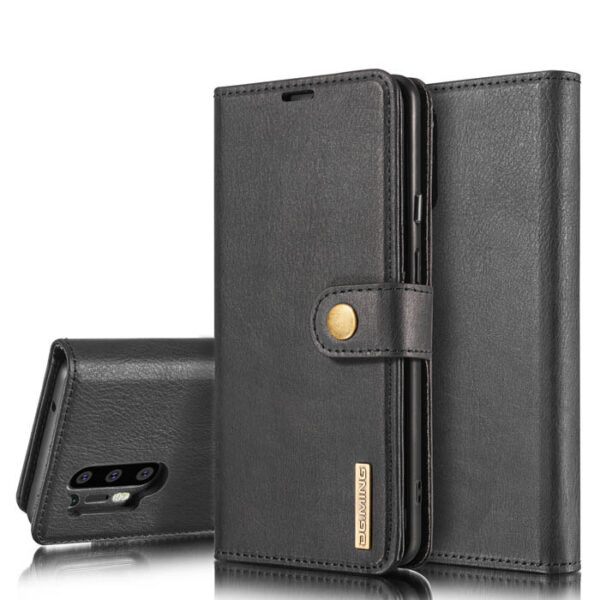 DG.MING OnePlus 8 Pro Wallet Magnetic Detachable 2 in 1 Split Leather Case Black