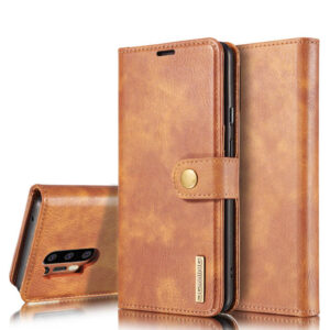 DG.MING OnePlus 8 Pro Wallet Magnetic Detachable 2 in 1 Split Leather Case Brown