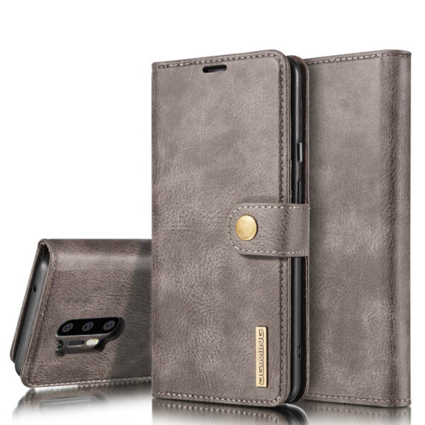 DG.MING OnePlus 8 Pro Wallet Magnetic Detachable 2 in 1 Split Leather Case Gray