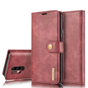 DG.MING OnePlus 8 Pro Wallet Magnetic Detachable 2 in 1 Split Leather Case Red