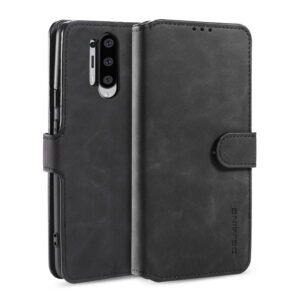 DG.MING OnePlus 8 Pro Retro Wallet Stand PU Leather Case Black