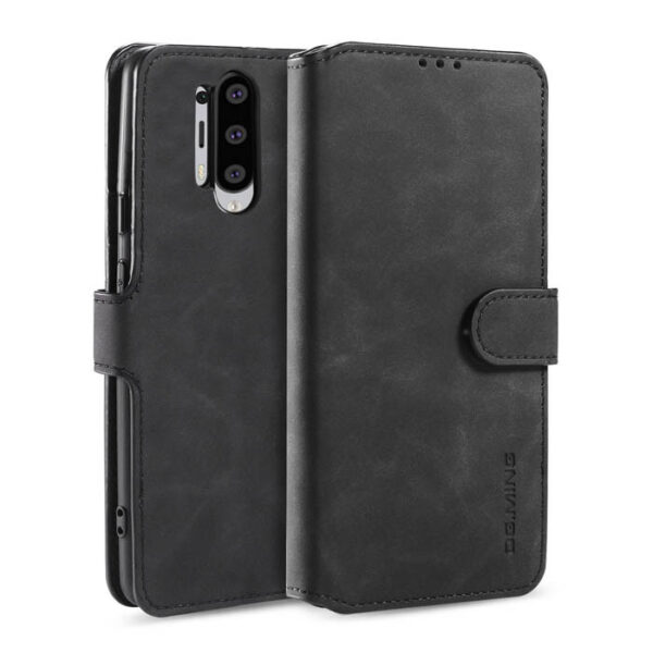 DG.MING OnePlus 8 Pro Retro Wallet Stand PU Leather Case Black