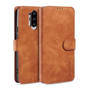 DG.MING OnePlus 8 Pro Retro Wallet Stand PU Leather Case Brown