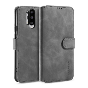 DG.MING OnePlus 8 Pro Retro Wallet Stand PU Leather Case Gray