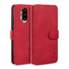 DG.MING OnePlus 8 Pro Retro Wallet Stand PU Leather Case Red
