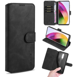 DG.MING OnePlus 8 Retro Wallet Stand PU Leather Case Black