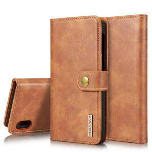 DG.MING Samsung Galaxy A10 Wallet Magnetic Split Leather Case Brown