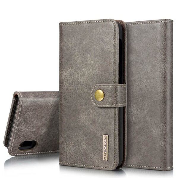 DG.MING Samsung Galaxy A10 Wallet Magnetic Split Leather Case Gray