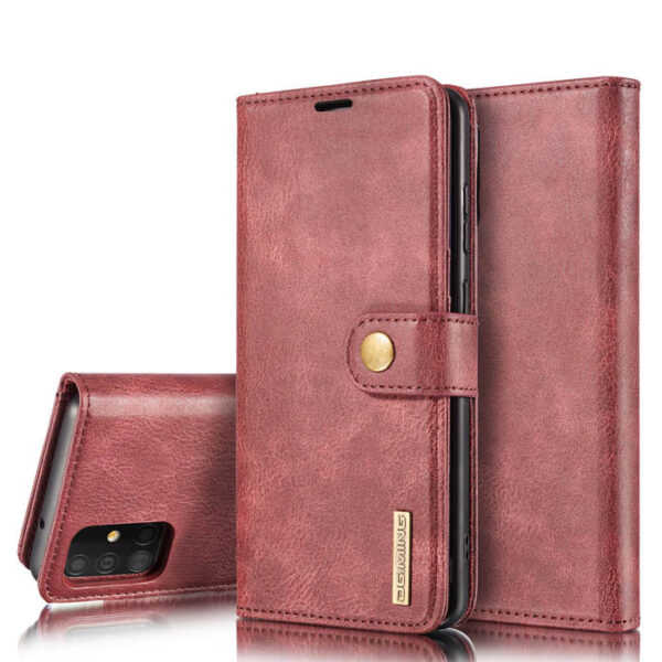DG.MING Samsung Galaxy A51 5G Wallet Magnetic Split Leather Case Red