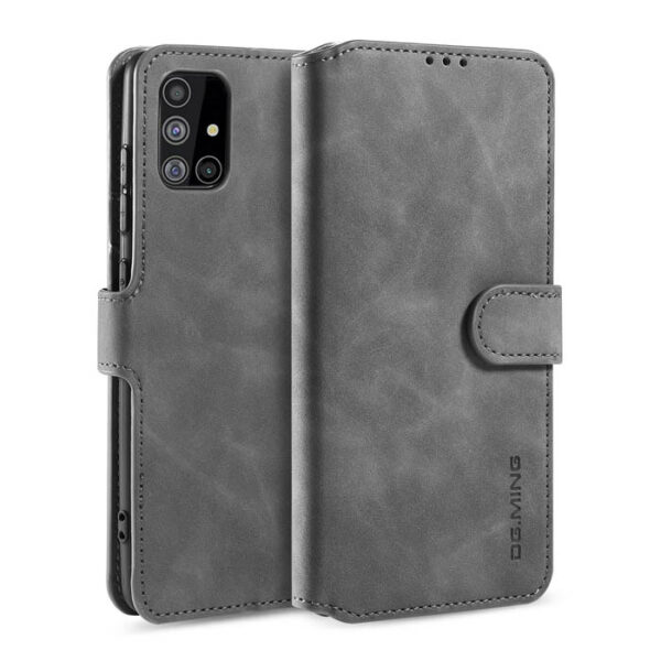 DG.MING Samsung Galaxy A51 5G Wallet Stand PU Leather Case Gray