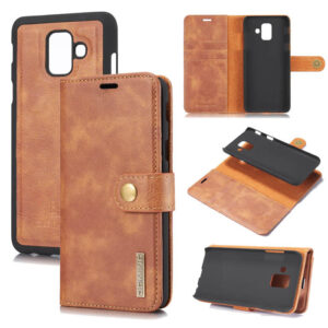 DG.MING Samsung Galaxy A6 2018 Wallet Magnetic Split Leather Case Brown