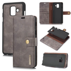DG.MING Samsung Galaxy A6 2018 Wallet Magnetic Split Leather Case Gray