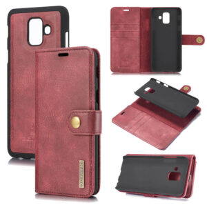 DG.MING Samsung Galaxy A6 2018 Wallet Magnetic Split Leather Case Red