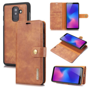 DG.MING Samsung Galaxy A6 Plus 2018 Wallet Magnetic Case Brown