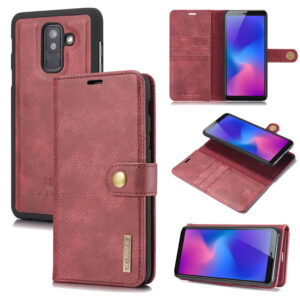 DG.MING Samsung Galaxy A6 Plus 2018 Wallet Magnetic Case Red