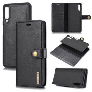 DG.MING Samsung Galaxy A7 2018 Wallet Magnetic Split Leather Case Black