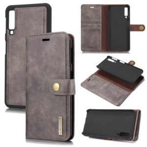 DG.MING Samsung Galaxy A7 2018 Wallet Magnetic Split Leather Case Gray