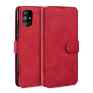 DG.MING Samsung Galaxy A71 5G Wallet Stand PU Leather Case Red