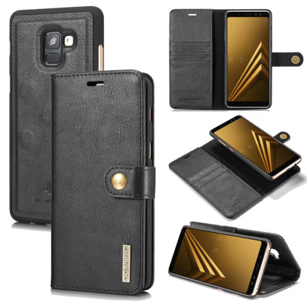 DG.MING Samsung Galaxy A8 Plus 2018 Wallet Magnetic Case Black