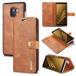 DG.MING Samsung Galaxy A8 Plus 2018 Wallet Magnetic Case Brown