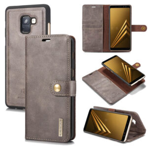 DG.MING Samsung Galaxy A8 Plus 2018 Wallet Magnetic Case Gray